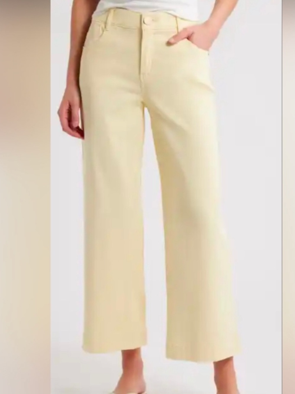 Wit & Wisdom 6 Pants Sam High Rise “Ab”solution Ankle Wide Leg Lemon Lush NWT - Picture 1 of 8